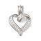 Rack Plating Brass & Clear Cubic Zirconia Pendants, Cadmium Free & Lead Free, Long-Lasting Plated, Heart, Platinum, 22x15x2.3~6mm, Hole: 5x3.4mm