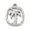 Non-Tarnish 304 Stainless Steel Pendants, Oval with Coconut Tree Charm, Stainless Steel Color, 18.5x14x2mm, Hole: 1.6mm