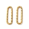 Ion Plating(IP) 304 Stainless Steel Linking Rings, Textured Oval, Real 18K Gold Plated, 12x4x1mm, Inner Diameter: 10x1.5mm