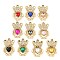 UV Plating Alloy Pendants, with Glass and Rhinestone, Bear, Mixed Color, 23x14x4.5mm, Hole: 2mm