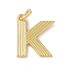 Brass Pendants, with Jump Ring, Letter Charms, Rack Plating, Long-Lasting Plated, Cadmium Free & Lead Free, Real 18K Gold Plated, Letter K, 15x12x1.5mm, Hole: 3.5mm
