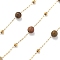 Natural Picasso Stone & 304 Stainless Steel Beads Link Chains, with 316 Stainless Steel Chains, Ion Plating(IP), Soldered, Round, with Spool, 4.5mm