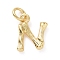 Brass Pendants, Cadmium Free & Lead Free, with Jump Ring, Golden, Letter Charms, Letter N, 12x9x2mm, Hole: 3mm
