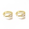 Brass Micro Pave Cubic Zirconia Huggie Hoop Earrings, Long-Lasting Plated, Ring with Teardrop, Golden, Clear, 14x16x2mm, Pin: 1x0.7mm