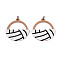 Wood Pendants, Printed, with Iron Ring, Ball Games, Volleyball, 41x40x2mm, Hole: 5mm
