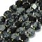 Natural Snowflake Obsidian Beads Strands, Faceted, Octagonal, 9~10.5x9~10.5x7.5~8.5mm, Hole: 1mm, about 36~40pcs/strand, 39~39.5cm