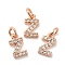 Brass Micro Pave Grade AAA Cubic Zirconia Charms, Letter Z, Cadmium Free & Nickel Free & Lead Free, Real Rose Gold Plated, 8x5x1.5mm, Hole: 2mm