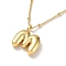 Initial Letter Brass Pendant Necklaces, Real 18K Gold Plated, Letter M, 17.52 inch(445mm), Letter: 19.5x16.5mm.