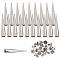 GORGECRAFT 1 Box 20Pcs Long Cone Spikes Metal Rivets Screwback Studs Screw on Alloy Metallic Clothing Cone Set Punk Style for DIY Clothes Jackets Leather Shoes Crafts Supplies, Silver