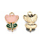 Eco-Friendly Zinc Alloy  Pendants, with Enamel, Flower, Cadmium Free & Nickel Free & Lead Free, Golden, Pink, 19x12x2.5mm, Hole: 2mm