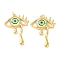 Rack Plating Brass Micro Pave Cubic Zirconia Pendants, with Glass, Long-Lasting Plated, Evil Eye, with Jump Ring, Real 18K Gold Plated, Cornflower Blue, 41.5x31x6.5mm
