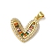 Brass Micro Pave Cubic Zirconia Pendants, Cadmium Free & Nickel Free & Lead Free, Real 18K Gold Plated, Heart, Colorful, 19x19.5x3.5mm, Hole: 3.5x3mm