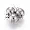 Tarnish Resistant 201 Stainless Steel Magnetic Clasps with Loops, Round, Stainless Steel Color, 17x10x10mm, Hole: 2mm