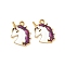304 Stainless Steel Enamel Pendants, Ion Plating(IP), Unicorn Charms, Golden, Purple, 18.5x16x2mm, Hole: 1.6mm
