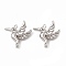 Brass Pendants, Cadmium Free & Nickel Free & Lead Free, Hummingbird Charms, Real Platinum Plated, 17x18x8mm, Hole: 1.2mm