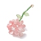 Resin Flower Pendants, with Glass Bugle Beads & 304 Stainless Steel Jump Rings Loop, Pink, 52.5x27.5x25.5mm, Hole: 2.5mm