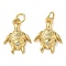Rack Plating Brass Micro Pave Cubic Zirconia Pendants, Long-Lasting Plated, Lead Free & Cadmium Free, Real 18K Gold Plated Charms, with Jump Ring, Tortoise, 16x12x4mm, Hole: 3mm