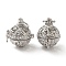 Rack Plating Brass Hollow Round Cage Pendants, For Chime Ball Pendant Necklaces Making, Platinum, 20x15.5x19mm, Hole: 4x3.7mm