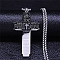 Non-Tarnish 201 Stainless Steel Pendant Necklaces, The Lord's Prayer Corss, Stainless Steel Color, 23.54 inch(59.8cm)