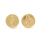 Ion Plating(IP) 304 Stainless Steel Stud Earring for Women, Yin Yang, Real 18K Gold Plated, 16mm, Pin: 0.8mm