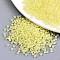 12/0 Glass Seed Beads, Transparent Inside Colours Luster, Round Hole, Round, Champagne Yellow, 12/0, 2~2.5x1.5~2mm, Hole: 0.8mm, about 30000pcs/bag