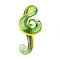 Handmade Gold Sand Lampwork Big Pendants, Musical Note Charms, Green Yellow, 62~67x26.5~29x14~15.5mm, Hole: 3.5~5x8~10mm