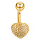 Clear Cubic Zirconia Belly Button Rings, Stainless Steel Piercing Navel Rings, Curved Barbell Body Jewelry for Women, Golden, Heart, 8~13mm, Bar: 10x1.5mm