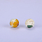 Printed Round Silicone Focal Beads, Wheat, 15x15mm, Hole: 2mm