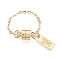 Brass End with Chains, Cadmium Free & Nickel Free & Lead Free, with Magnetic, Real 18K Gold Plated, 65x6mm