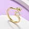 Brass Shell Cuff Rings for Women, Cadmium Free & Lead Free, Star, Real 16K Gold Plated, Inner Diameter: 19mm