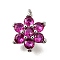 Brass Micro Pave Cubic Zirconia Pendants, Cadmium Free & Nickel Free & Lead Free, Flower Charms, Platinum, 11x8x3.5mm, Hole: 1mm