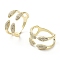 Clear Cubic Zirconia Snake Open Cuff Rings, Brass Jewelry for Women, Cadmium Free & Lead Free, Real 18K Gold Plated, Inner Diameter: 19mm