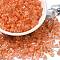 Glass Seed Beads, Transparent Lustered Glass, Square Hole, Square, Tomato, 4x4x4mm, Hole: 1.2mm, 222pcs/20g