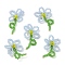 Handmade Glass Beaded Woven Cabochons, for DIY Jewelry Making Crafts, with Brass Finding, Flower, Light Sky Blue, 40~43x25~30x7~7.5mm