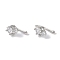 Heart Brass Micro Pave Cubic Zirconia Cuff Earrings for Women, Cadmium Free & Lead Free, Long-Lasting Plated, Platinum, 13x7mm