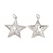 Brass Micro Pave Cubic Zirconia Pendants, Cadmium Free & Nickel Free & Lead Free, with Jump Ring, Star Charms, Platinum, 24.5x23x3.3mm, Hole: 2.5mm