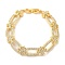 Cubic Zirconia Oval & Cross Link Chain Bracelet, Brass Bracelet, Lead Free & Cadmium Free, Real 18K Gold Plated, 7-1/8 inch(18cm)