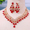 Alloy Rhinestone Jewelry Sets, Include Stud Earrings & Bib Necklaces, Golden, Light Siam, 480mm