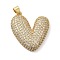 Brass Micro Pave Clear Cubic Zirconia Pendants, Cadmium Free & Lead Free, Heart, Golden, 31x28x7mm, Hole: 4x5mm