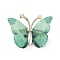Butterfly Transparent Resin Brooch, Alloy Rhinestone Insect Brooch, Platinum, Aquamarine, 36x47mm