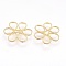 Brass Filigree Joiners Links, Cadmium Free & Lead Free, Flower, Raw(Unplated), 22.5x24x3mm, Hole: 6x8mm