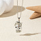 Alloy Crystal Rhinestone Pendant Necklaces, Platinum, Fox, 17.72 inch(45cm)