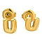 304 Stainless Steel Stud Earrings, Real 14K Gold Plated, Letter U, 7x6.5mm
