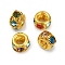 Brass Rhinestone Beads, Rondelle, Colorful, Golden, 8x5mm, Hole: 3.5mm