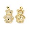 Brass Micro Pave Cubic Zirconia Pendants, Cadmium Free & Lead Free, Bear Charms, Golden, Lavender Blush, 21x15x5mm, Hole: 4x3mm