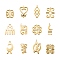 12Pcs 12 Style Brass Pendants, Long-Lasting Plated, Adinkra Symbols, Real 18K Gold Plated, 1pc/style