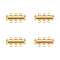 4 Sets 304 Stainless Steel Slide Lock Clasps, Peyote Clasps, 3 Strands, 6 Holes, Tube, Golden, 20x10x6.5mm, Hole: 1.6mm