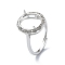 Adjustable 925 Sterling Silver Ring Components, with Cubic Zirconia, For Half Drilled Beads, Real Platinum Plated, 1.5~2mm, US Size 7 1/4(17.5mm)