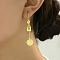 Fashionable Classic Flat Round Brass Tassel Hoop Earrings, Real 18K Gold Plated, 60x12mm