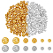 200Pcs 6 Style Brass Beads, Hollow, Round, Mixed Color, 4~8.5mm, Hole: 1mm